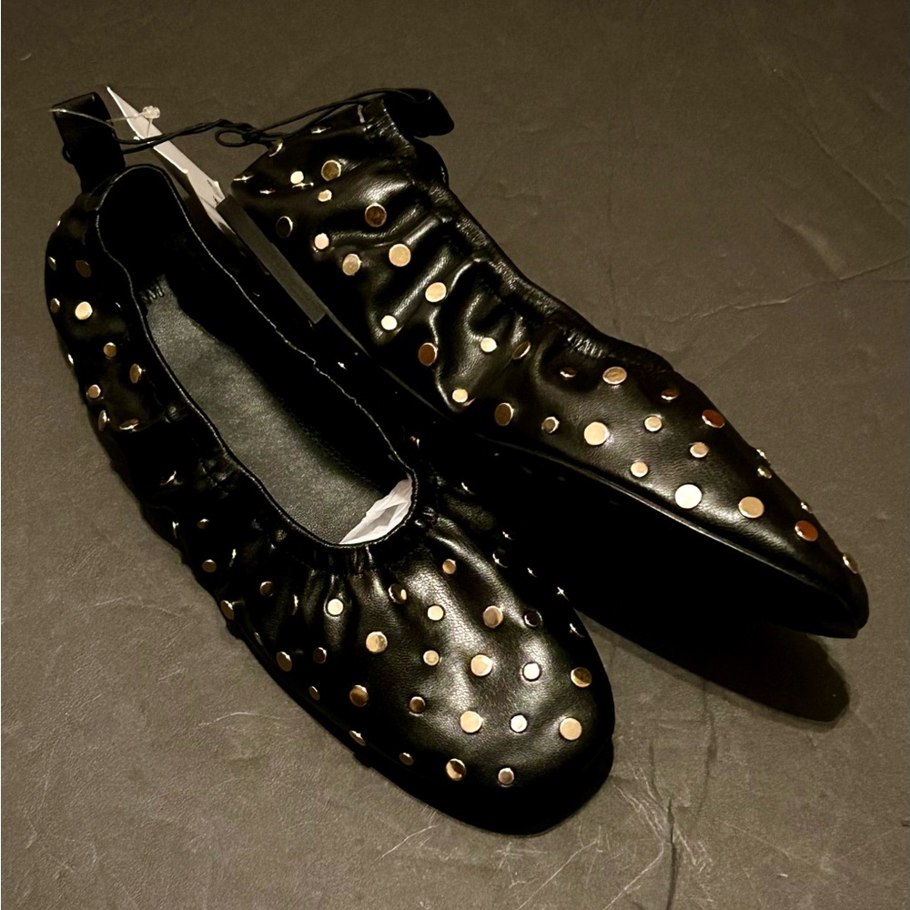 H&M black studded ballerina flats size 8M NWT - Picture 2 of 5
